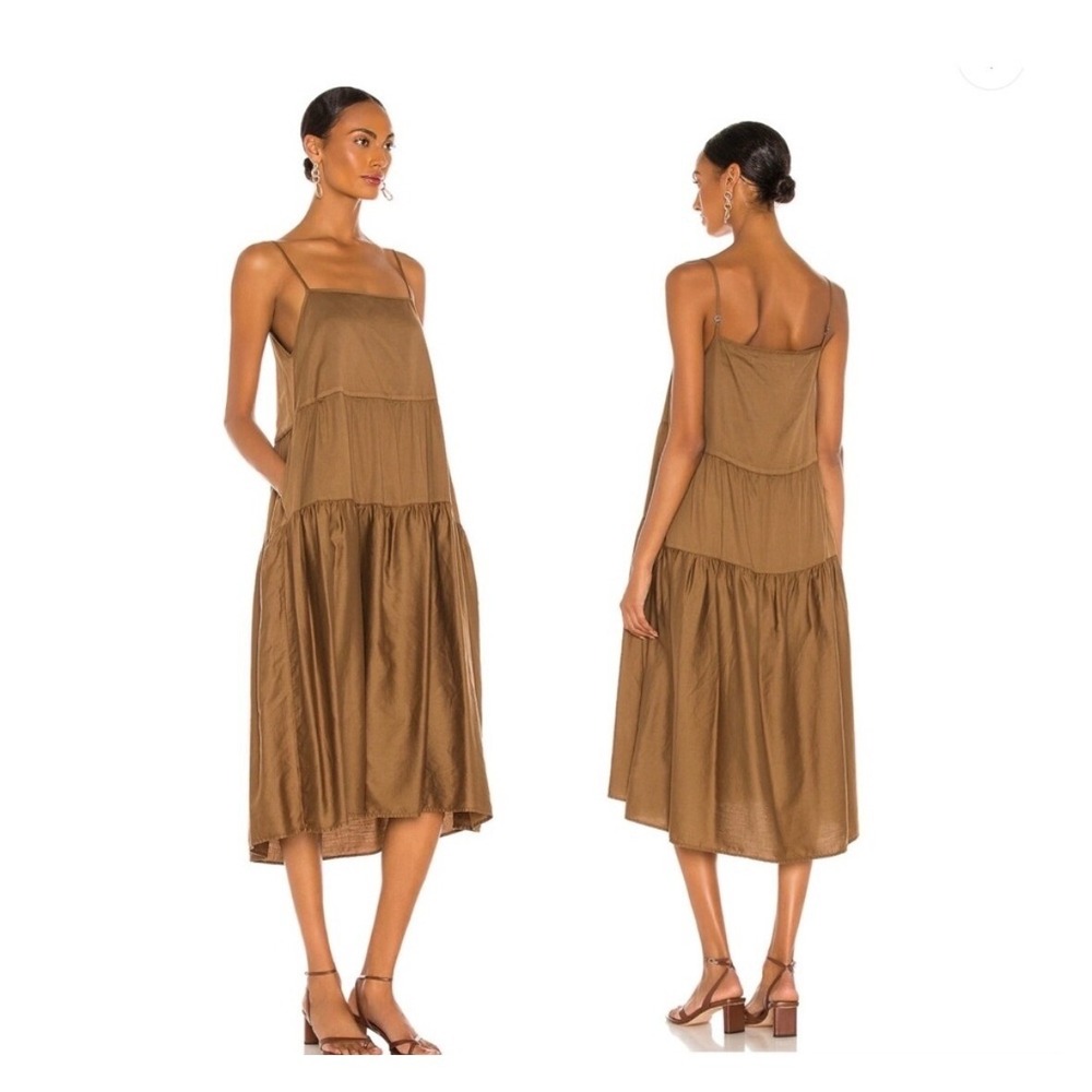 Enza Costa Cotton Strappy Tiered Dress‎ Size 1 Small Revolve